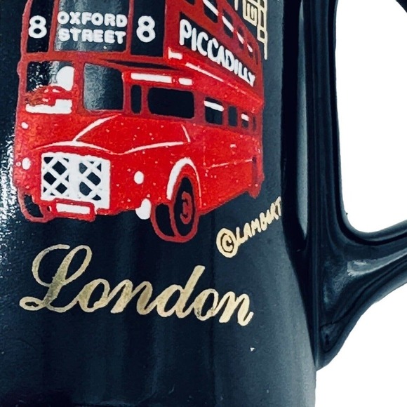 Vintage London England Coffee Mug 10 oz Double Decker Bus Big Ben Ceramic Black - Picture 5 of 7